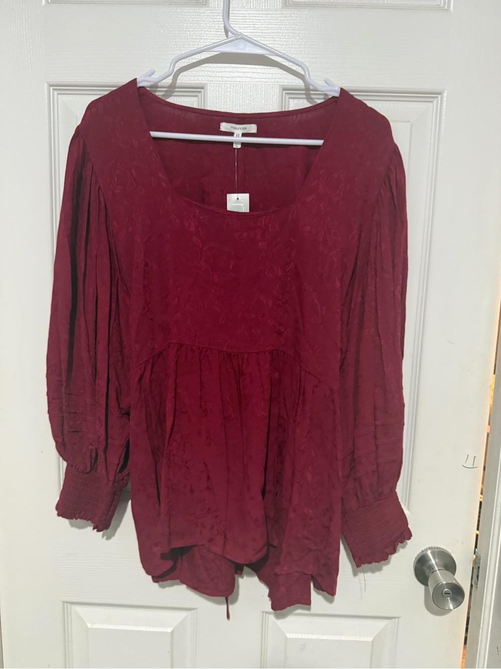 Boho Peasant Blouse - Deep Burgundy